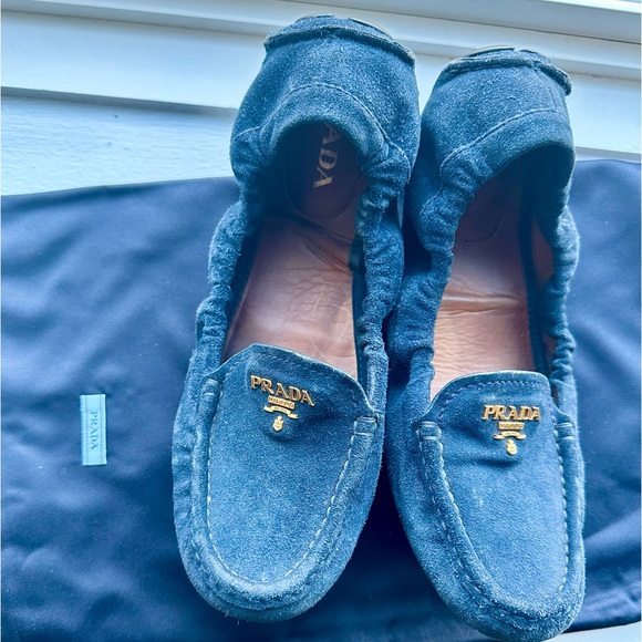 Prada Blue Suede Loafers - Picture 6 of 6